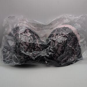 Victoria's Secret - NWT 34DD Heritage 3/4 Lace Overlay Black and Pink Bra